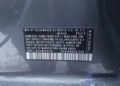 2016 Volkswagen Golf Sportwagen Tsi Limited Edition z USA, uszkodzony, nr VIN 3VWC17AU3GM520766